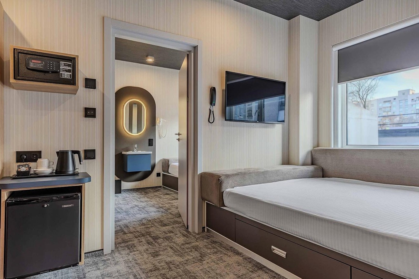Modern room at the IQ Hotel