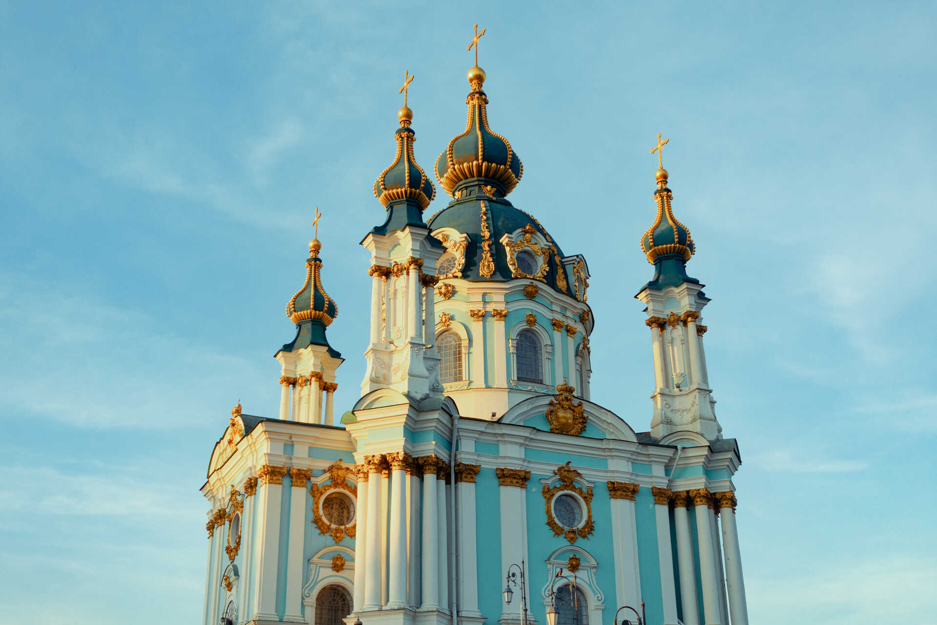 St. Andrew's Church - close-up of church golden domes