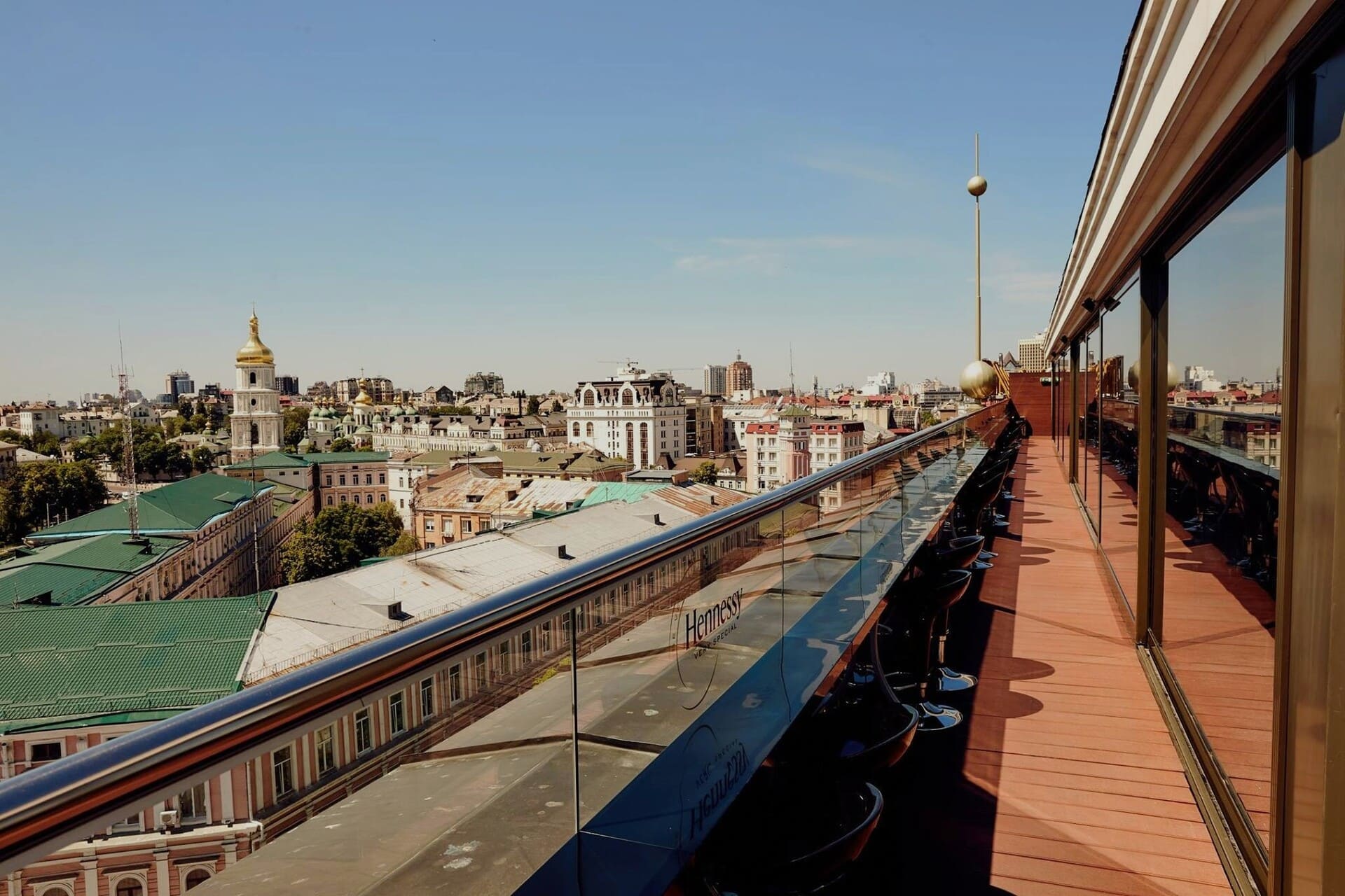 Observation deck at the B-hush restaurant rooftop terrace in Kyiv