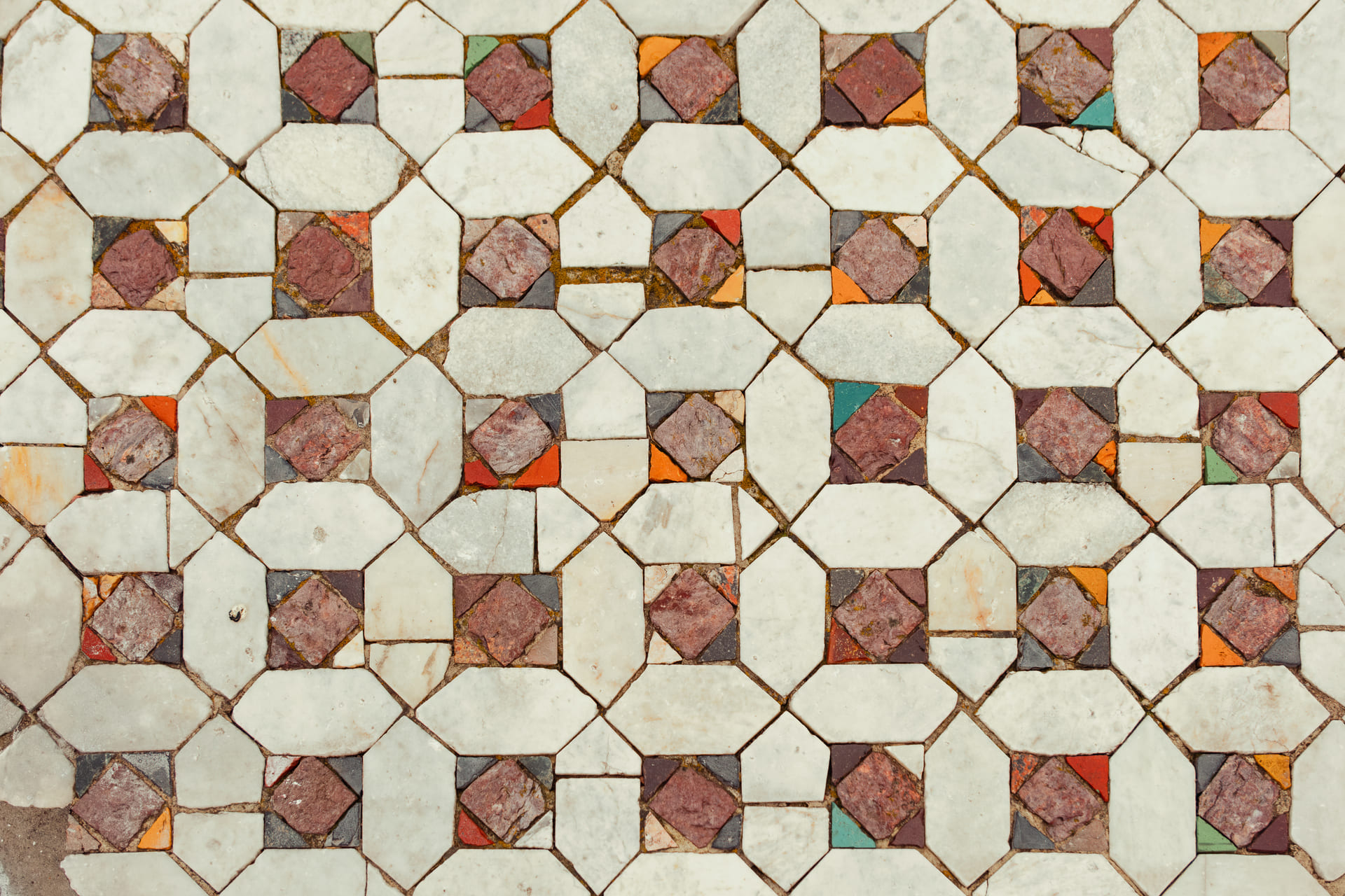 Desiatynna Church in Kyiv - close-up of geometric mosaic tile pattern