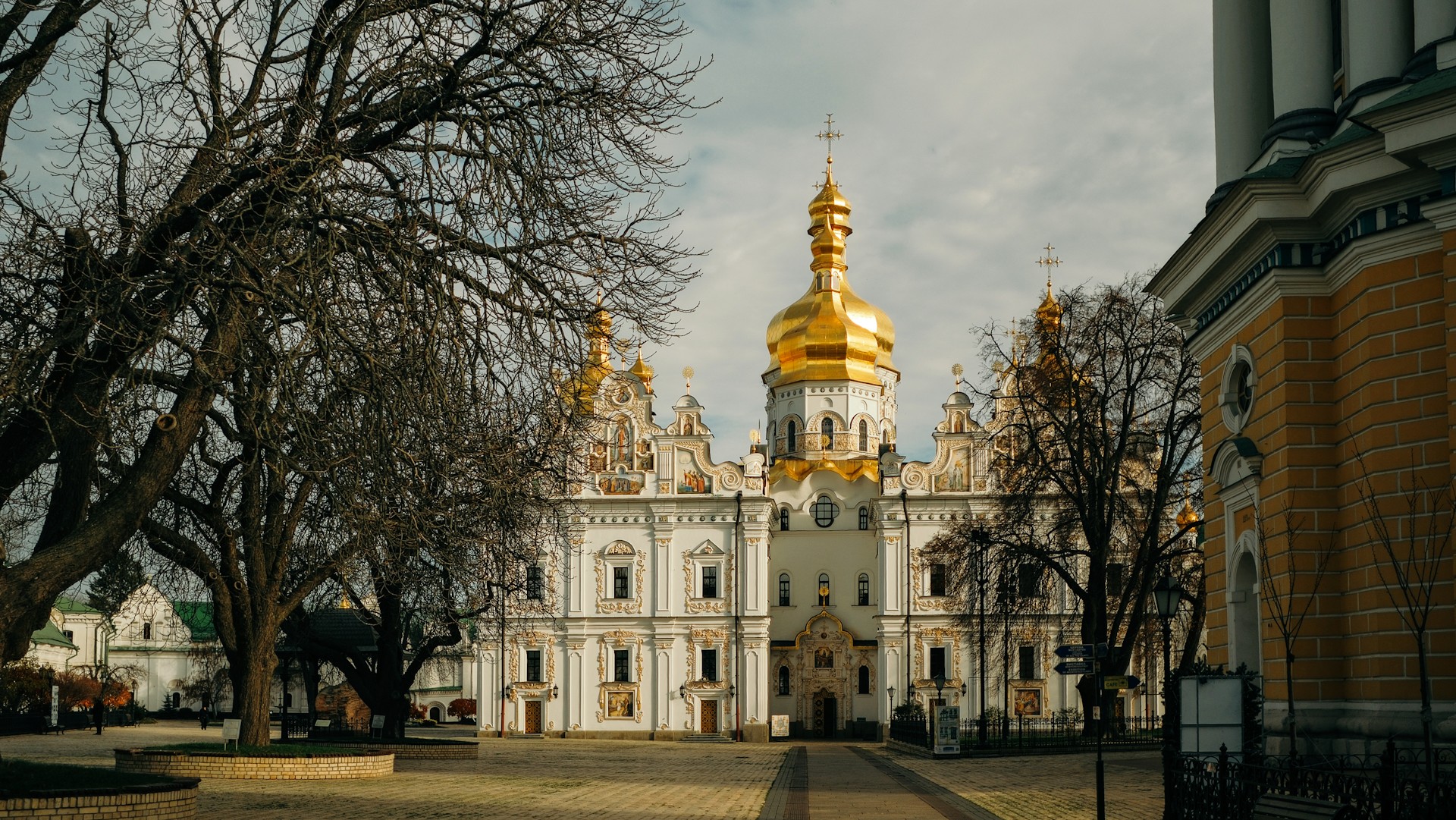 Dormition Cathedral in Kyiv - fragment of the magnificent golden baroque iconostasis with icons of the Savior and the Virgin Mary