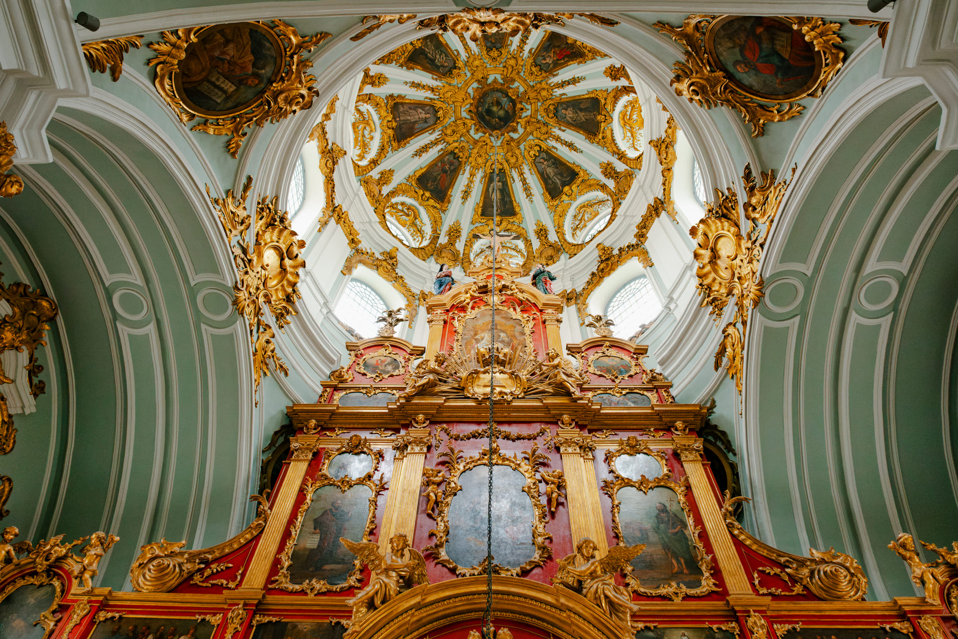 St. Andrew's Church in Kyiv - gold ornaments on church dome and top of altar