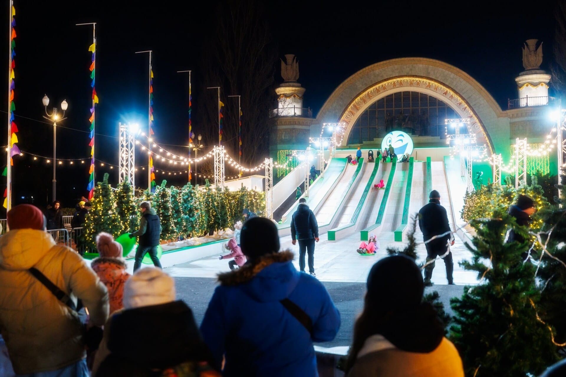 Snow tubing slides at Zymova Kraina, VDNG in Kyiv