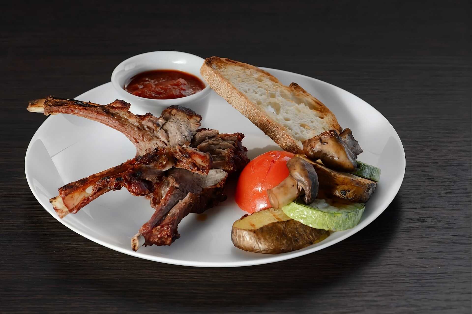 Plate of ribs and vegetables at Sunset Terrace