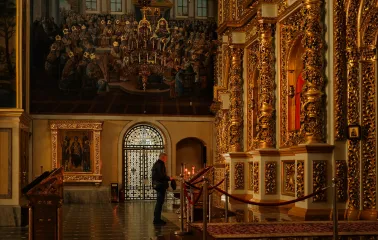 Kyiv Pechersk Lavra - gilded iconostasis inside the Dormition Cathedral
