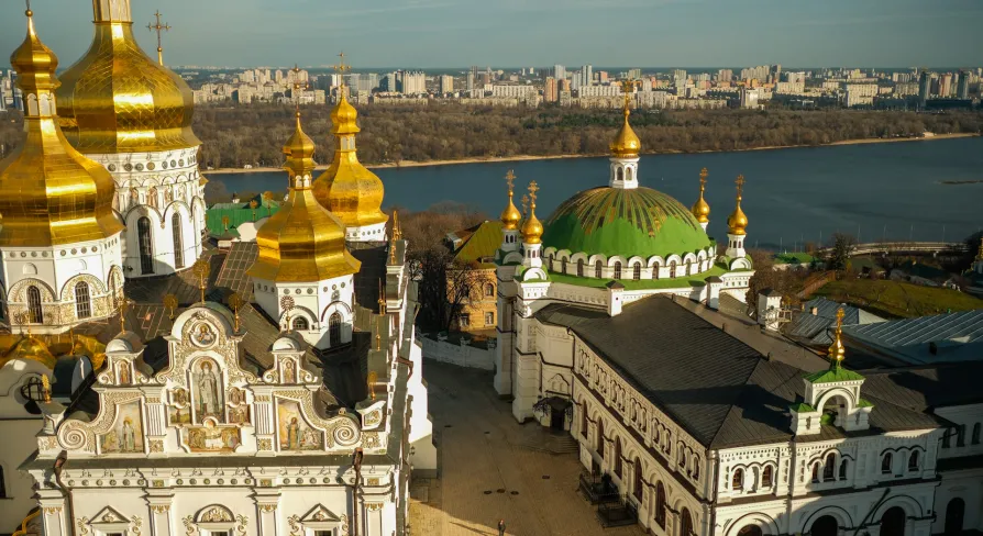 Kyiv-Pechersk Lavra photos - panoramic view of the monastery complex with churches and courtyards