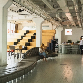 Reception area and staircase in Kooperativ with a modern interior