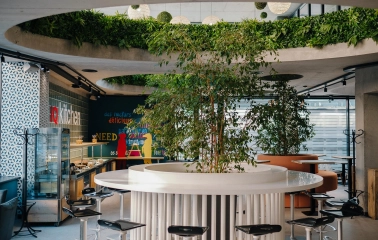 IQ Hotel - minimalist interior featuring bright lights and modern design