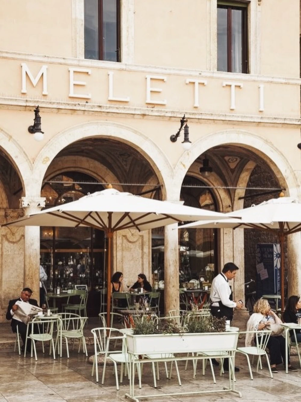 Summer terrace of Romantica with umbrellas