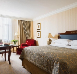 Classic room at the InterContinental Kyiv Hotel with a king-size bed