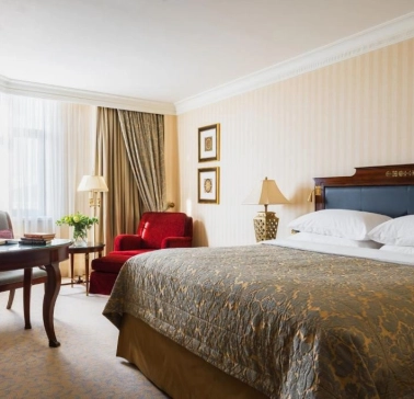 Classic room at the InterContinental Kyiv Hotel with a king-size bed