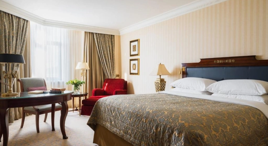 Classic room at the InterContinental Kyiv Hotel with a king-size bed