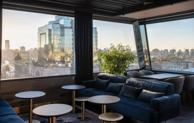 11 Mirrors Restaurant & Bar - panoramic view from a high-floor modern interior