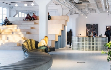 Reception area and staircase in Kooperativ with a modern interior
