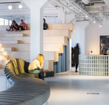 Reception area and staircase in Kooperativ with a modern interior