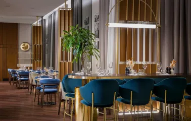 Radisson Blu - stylish, spacious hotel restaurant dining area ready for service