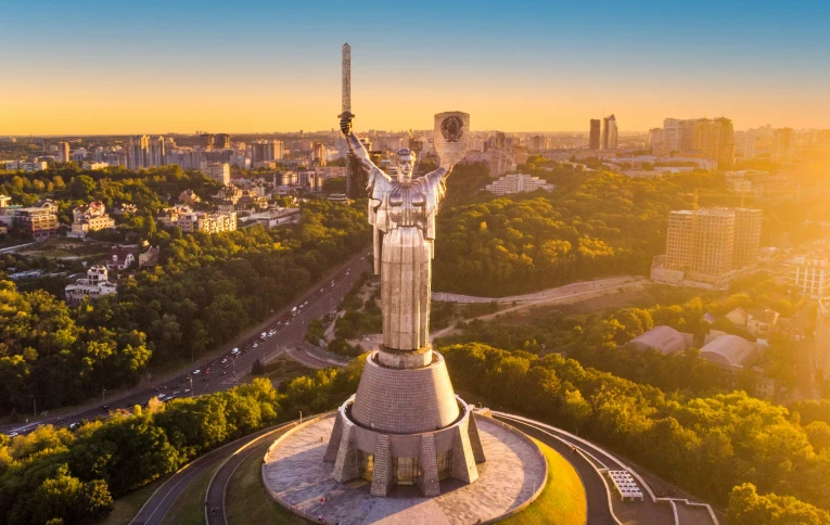 Motherland Monument in Kyiv - 102-meter-tall sculpture, one of the five tallest in the world, symbol of the city and Ukrainian history