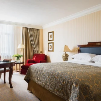 Classic room at the InterContinental Kyiv Hotel with a king-size bed