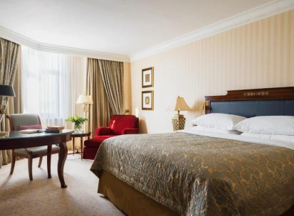 Classic room at the InterContinental Kyiv Hotel with a king-size bed