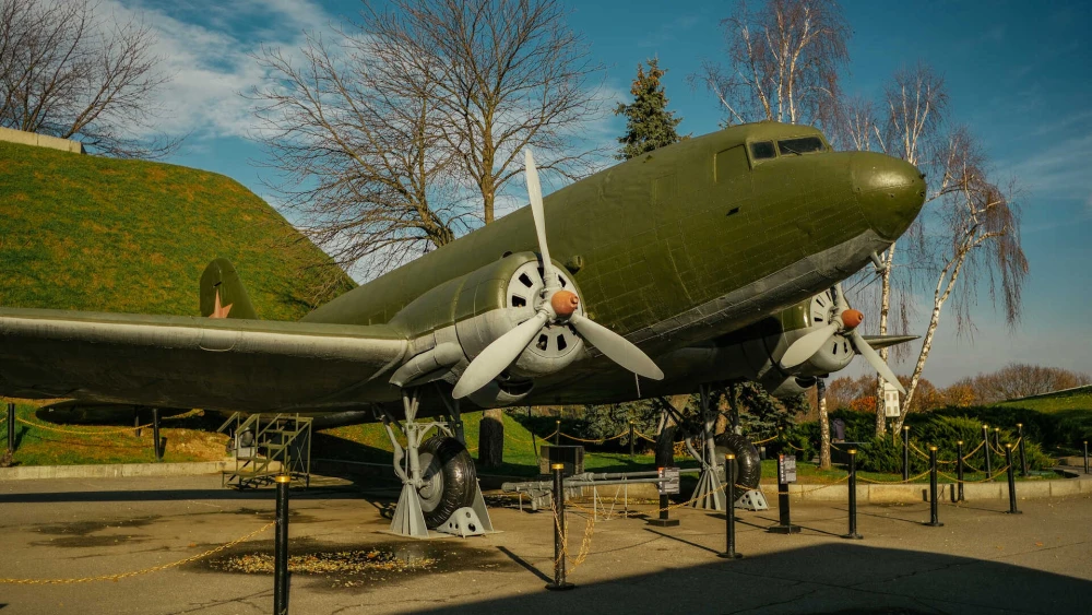War Museum - large military transport aircraft with propellers on display