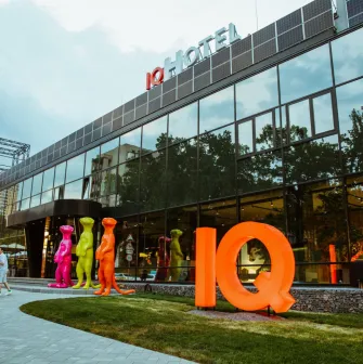 Facade of the IQ Hotel in Kyiv