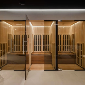 Radisson Blu - wooden hotel sauna room with comfortable benches