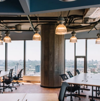 Creative States office space in Kyiv with a panoramic view of the city