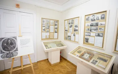 Muzei Hetmanstva in Kyiv - bright exhibition room filled with historical documents
