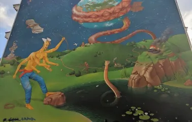 Time of Changes in Kyiv - the six-armed Cossack confronts the snake, which symbolizes evil