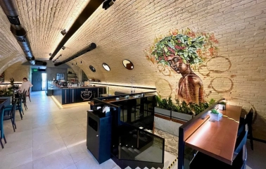 Interior of the Idealist Coffee restaurant in Kyiv