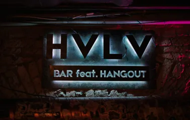 "HVLV" neon sign inside the "Hvlv" bar in Podil, Kyiv
