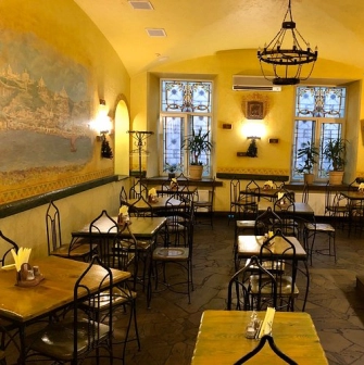 Interior of Yaroslava restaurant in Kyiv