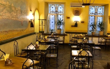 Interior of Yaroslava restaurant in Kyiv