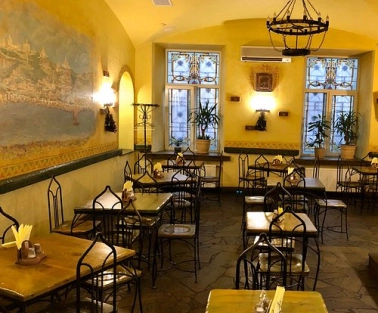 Interior of Yaroslava restaurant in Kyiv