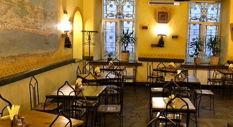 Interior of Yaroslava restaurant in Kyiv