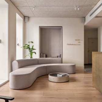 Sophia Hotel - elegant reception area with marble floor and classical columns