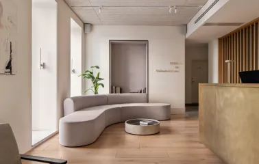 Sophia Hotel - elegant reception area with marble floor and classical columns