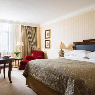 Classic room at the InterContinental Kyiv Hotel with a king-size bed