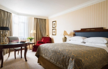 Classic room at the InterContinental Kyiv Hotel with a king-size bed