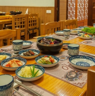 Restaurant Arirang - traditional Korean barbecue on a tabletop grill