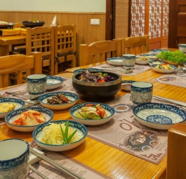 Restaurant Arirang - traditional Korean barbecue on a tabletop grill