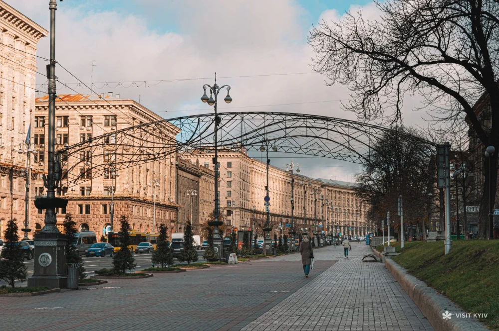 Khreshchatyk in Kyiv - view of the center of Khreshchatyk, framed by monumental buildings