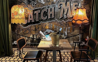 Fish Pussycat - table set with various seafood starters and wine glasses