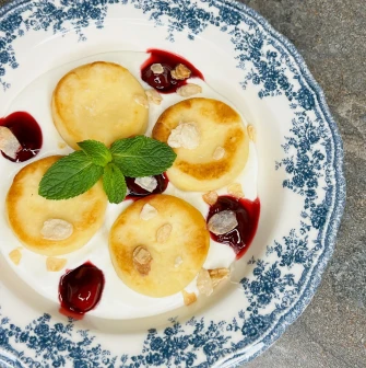 Restaurant Kukhnya Polli - close-up view of a Ukrainian cheesecakes