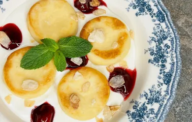 Restaurant Kukhnya Polli - close-up view of a Ukrainian cheesecakes