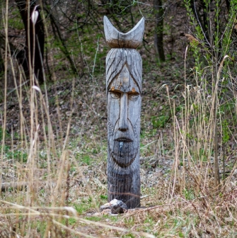 Lysa Hora in Kyiv - wooden idol close-up