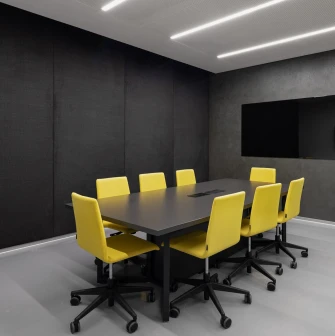 Conference room with yellow chairs at HUB 4.0 Campus in Kyiv