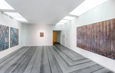 Hall with abstract contemporary paintings at the PinchukArtCentre in Kyiv