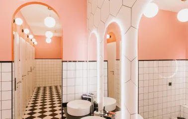 Creative States - clean restroom area with contemporary fixtures