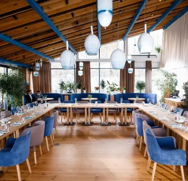Interior of the Prychal restaurant in Kyiv